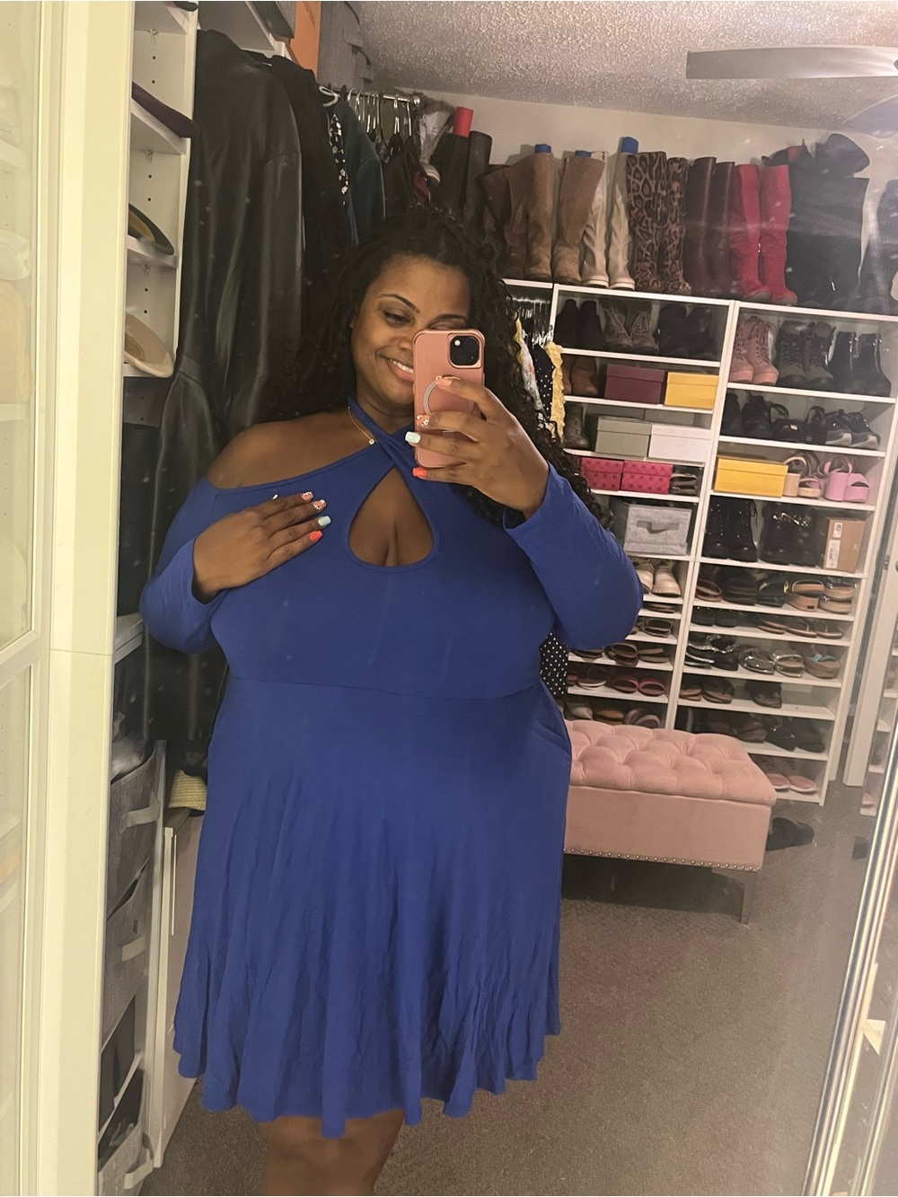 Plus size royal blue skater dress